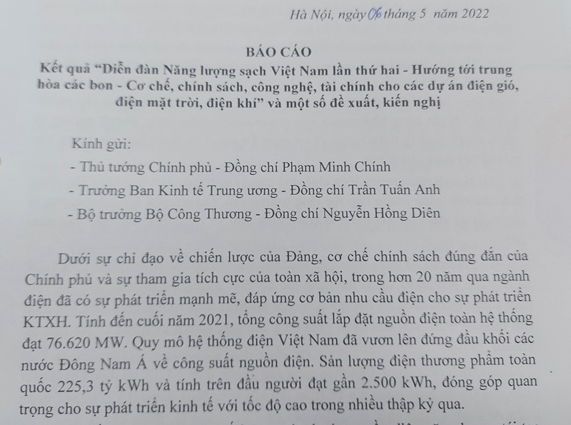 Đề xuất cơ chế, công nghệ, tài chính cho các dự án điện gió, mặt trời, điện khí Việt Nam